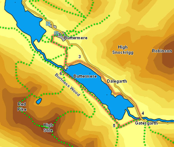 Route for the circuit of Buttermere