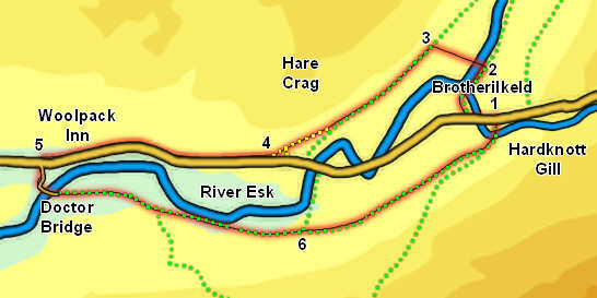 Map for our walk in Upper Eskdale from the foot of Hardknott.
