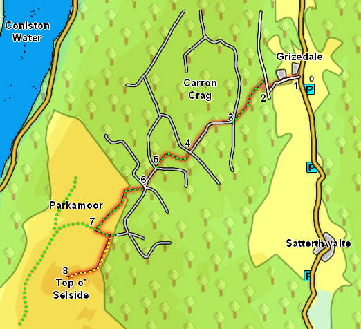 Map: Top O'Selside from Grizedale 