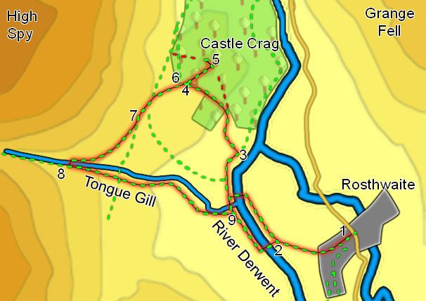 A walk up Castle Crag, at the entrance to Borrowdale, from Rosthwaite 